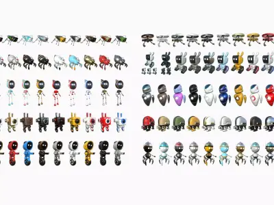 100 Robots Super Collection - SciFi Character Design 3D Model Pack