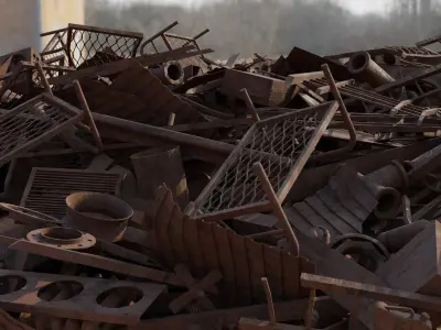 Urban Trash with Ruin Debris and Metal Scraps 3D Model Pack