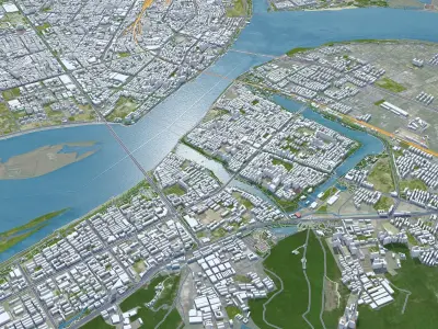 Xiangyang Hubei China 150km Low-poly 3D model