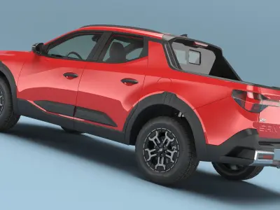  Vehicle Pickup Hyundai Santa Cruz Red Rigged for Cinema 4D 