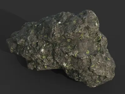 Low poly Damaged Lichen Rock 190907 Low-poly 3D model