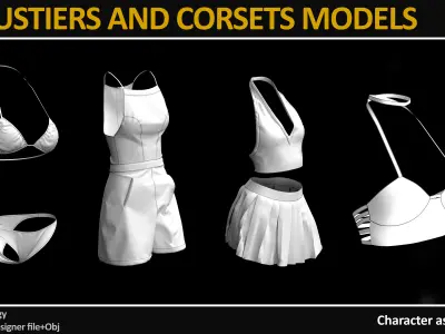 13 BUSTIERS AND CORSETS MODELS Low-poly 3D model