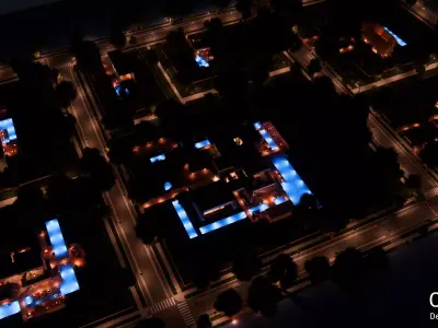 7 Modern house neighborhood with interior For Blender 3D model