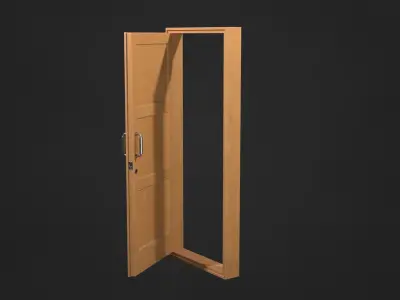 Wooden door Low-poly 3D model 8