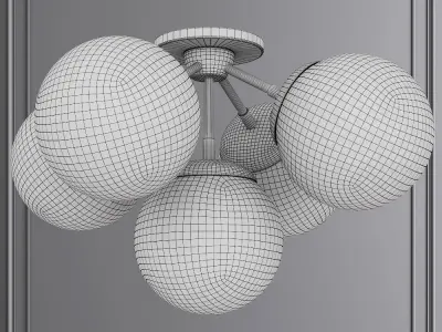 Modo Ceiling Mount 5 Globes Black and Cream Glass 3D model