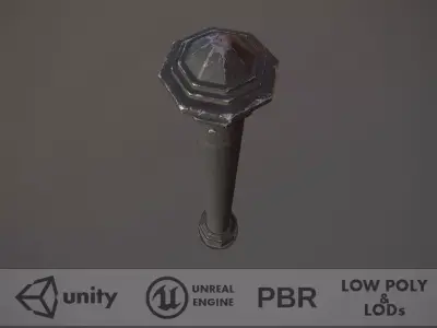 Barrier Bollard pack 3 Black v3 Low-poly 3D model