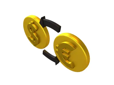 Currency Exchange Dollar To Euro Icon v1 003 Low-poly 3D model
