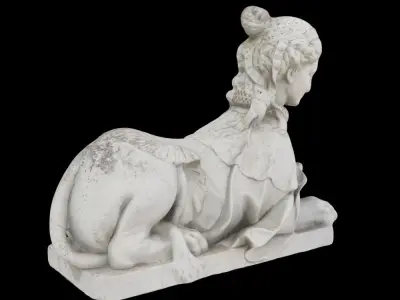 Sphynx marble statue of woman on horse 3D model