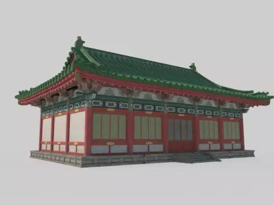 Asian ancient architecture palace bedroom 3D model