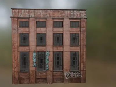 Street wall building Low-poly 3D model