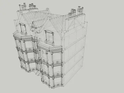 House-3 building with windows and balconies 3D model
