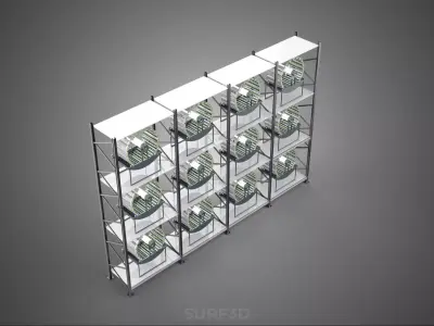 VERTICAL SHELF RACK TRAY ROTARY HYDROPONIC PLANT GARDEN TOWER 3D model