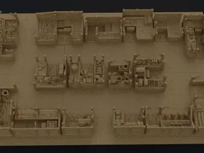 Modular Grand Marketplace Tabletop Terrain 28 MM 3D print model