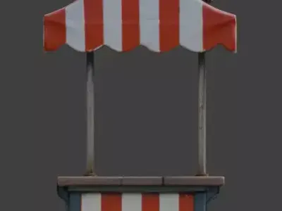 Vintage Circus Ticket Admission Booth 3D Model Low-poly 3D model