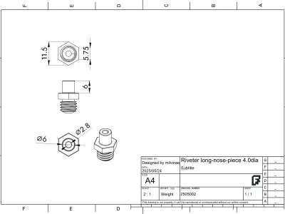 Riveter LOBTEX HR002A long-nose-piece Free 3D print model