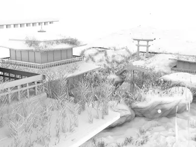 Underwater with lights and reeds 3D model