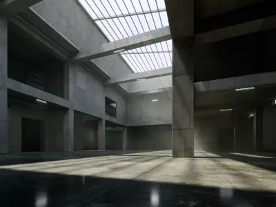 Brutalist Lightwell Atrium - Architectural Background - V3U5 Low-poly 3D model