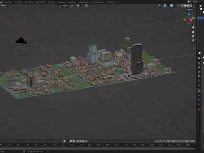  City Cityscape Landscape Downtown Block Urban Street 02 Low-poly 3D model