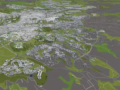 Jerusalem Israel 50x50km 3D City Map 3D model