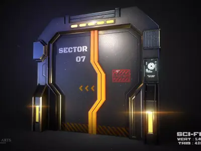 Sci-Fi Door  Low-poly 3D model