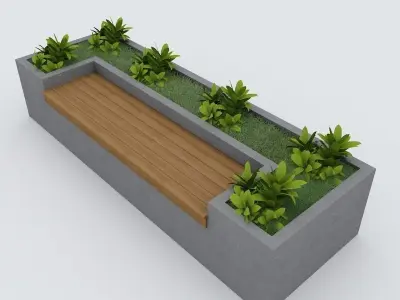 Modern Bench Street and Garden 8 3D model