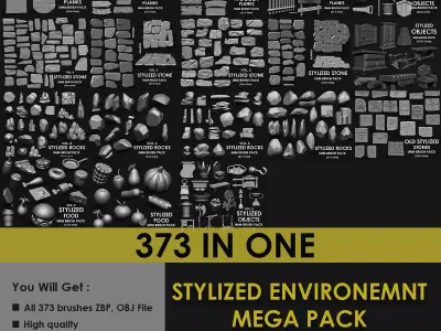 Stylized Environment Megapack Imm Brushes 373 All in One 3D model