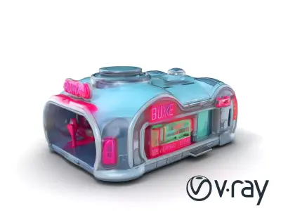Cyberpunk Bazaar Module Neon Design model pack Low-poly 3D model