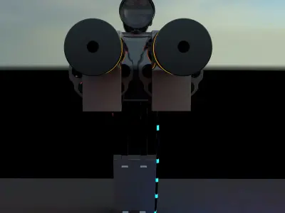 sci-fi futuristic double barrel revolver gun Low-poly 3D model