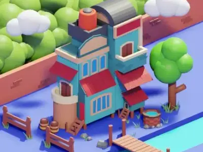 Low poly Stylized House  3D print model