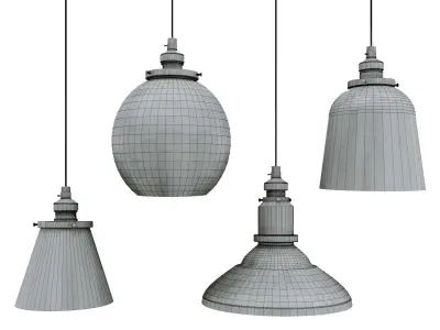 Vintage Glass Hanging Lamp 3D model