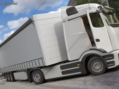  Heavy Duty Electric Tractor With Cargo Trailer White Rigged for Cinema 4D 
