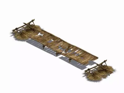 Broken - Wooden Bridge 03 3D model