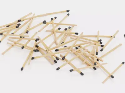 Pile of Safety Matches - Realistic Scattered Sticks 3D model