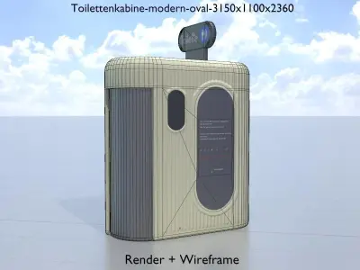 Public Toilet Modern Oval Low-poly 3D model