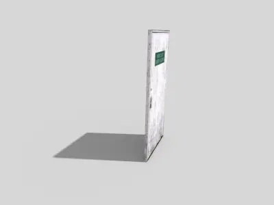 low poly door with sign Low-poly 3D model