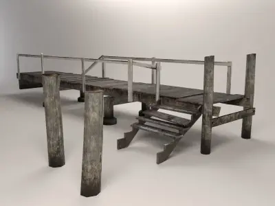 Buoy and Bridge Low-poly 3D model