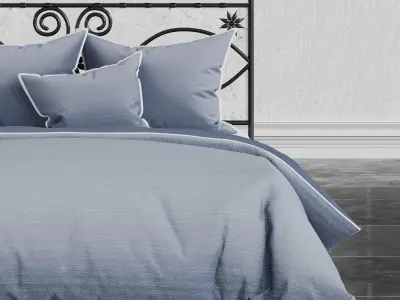 Bed Iron comforter  pillows 3D model