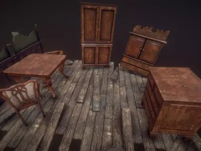Antique Furniture Pack 36Prefabs I PBR Low-poly 3D model