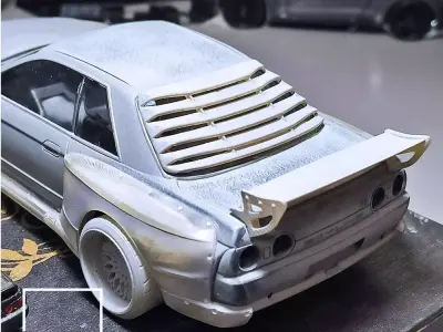 GTR R32 Louver and Wing for tamiya 1-24 and HOTHWEELS 1-64 3D print model
