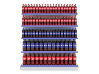 Supermarket Beverage Single Shelf  3D model