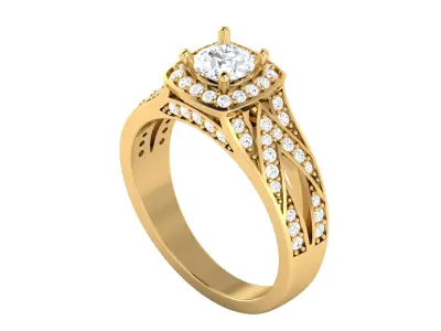 Women Ring  Render 3dm STL OBJ FBX Details 3D print model 34