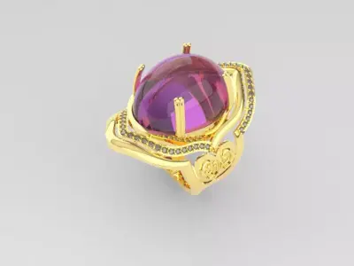 OVAL SHAPE RUBY RING 3D print model