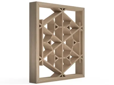 Kurumakikko wooden window frame with geometric design 3D print model
