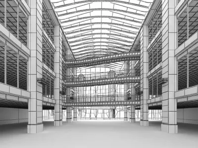 Spacious Empty Modern Hall 3D model