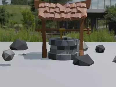 detailed low poly well Free low-poly 3D model