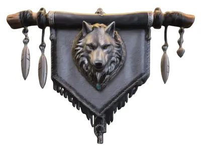 Wolf Totem Banner  Low-poly 3D model