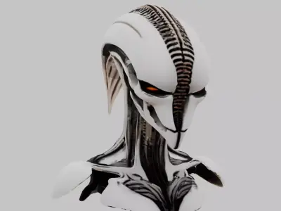 Fantasy Alien Head Bust Figure Low-poly 3D model