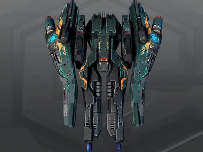 SF KORAZ Gunship B3 Low-poly 3D model
