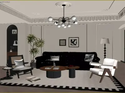 French Retro Style Living Room 3D model