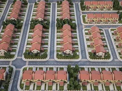 Neighborhood Houses 01 Low-poly 3D model